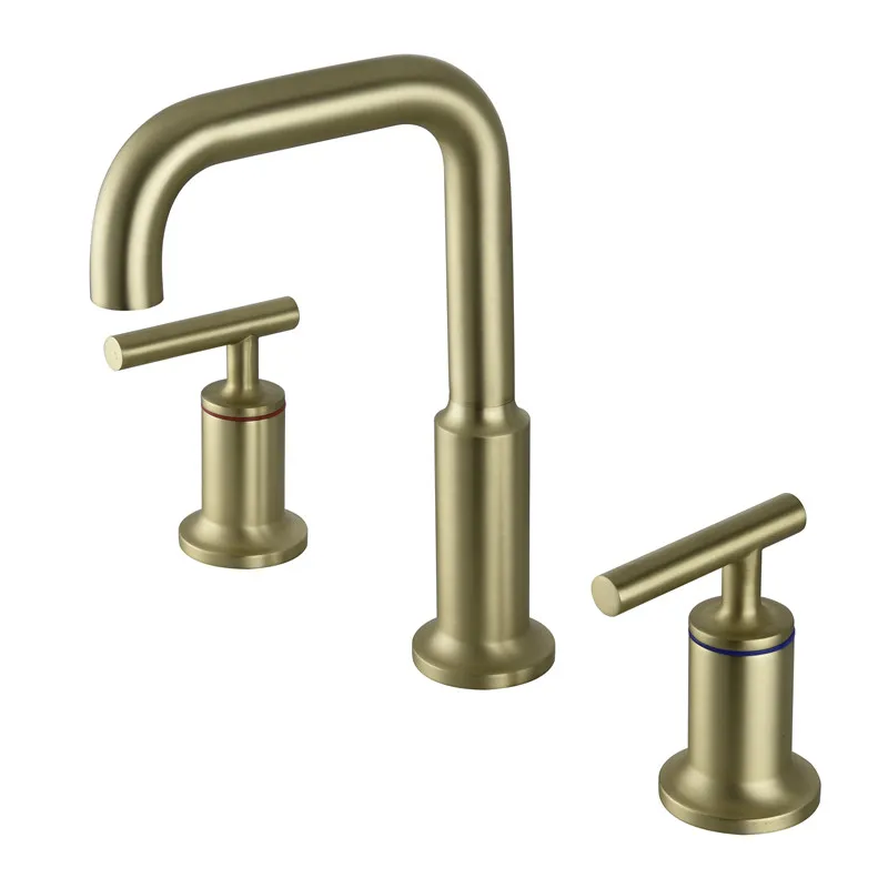 

style drawbead gold three hole basin faucet hot and cold bathroom washbasin toilet household double open mixer faucet