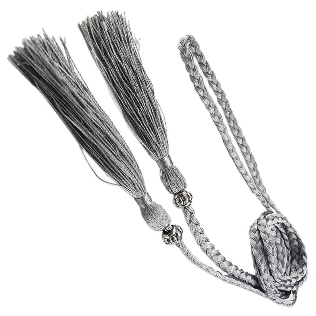

Verwong Woven tassel belt knot decorated waist chain waist rope Silver