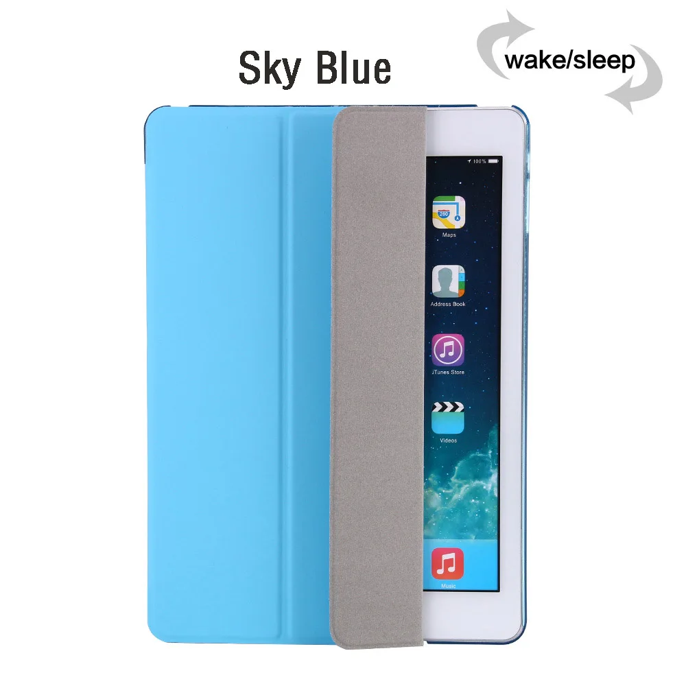Ультратонкий Магнитный чехол для нового iPad 9,7 дюйма Air/Air 1 2 из искусственной кожи, чехол с функцией автоматического сна/пробуждения+ пленка - Цвет: Sky Blue