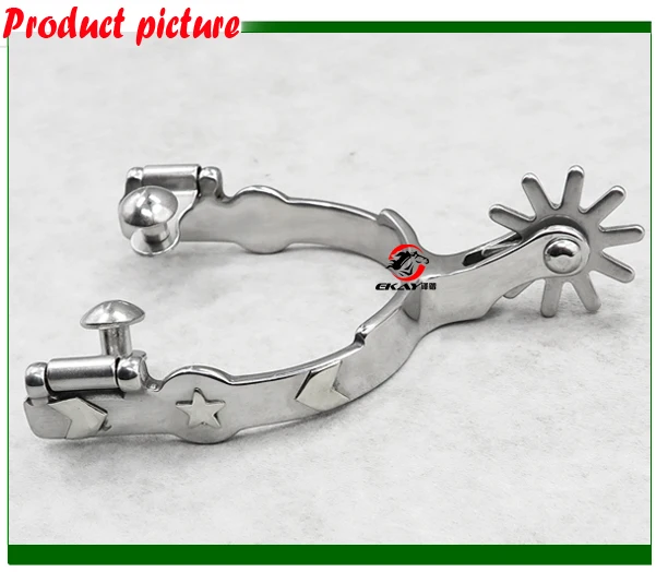 Free shipping.Stainless steel horse spur.with German silver trims,5