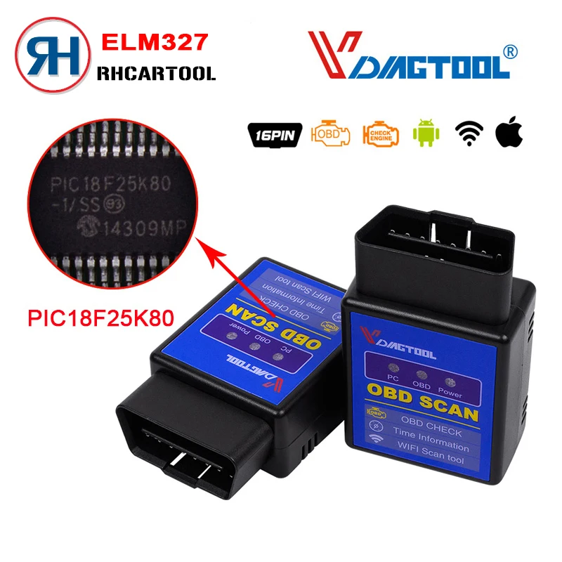 

Vdiagtool ELM327 WIFI OBD2 Diagnostic Tool ELM 327 WIFI OBDII Protocol Scanner Wireless For Both Android/IOS ELM327 Code Read