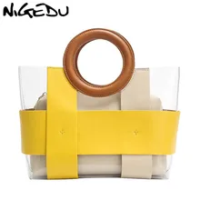 NIGEDU пляжная сумка из ПВХ с кольцом для женщин, водонепроницаемая прозрачная сумка, роскошная дизайнерская композитная сумка со вставками, модная женская сумка-тоут