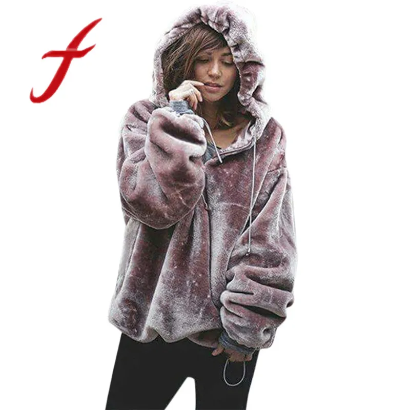 

Feitong Womens Plush Hoodies Sweatshirt Winter Warm Causal Long Sleeve Oversized Hooded Jumper Sweatshirt Female sudaderas mujer