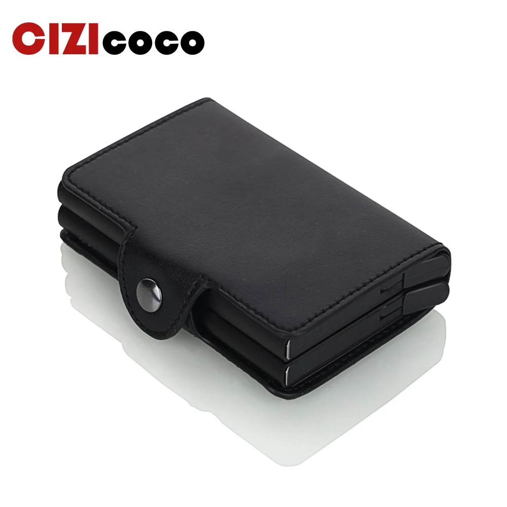 

2019 New style double layer Card holder men's Metal Credit Card Holders With RFID block reading large capacity card cases gift