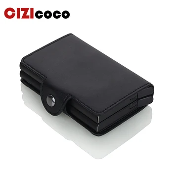 

2019 New style double layer Card holder men's Metal Credit Card Holders With RFID block reading large capacity card cases gift