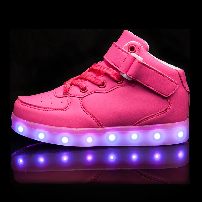 Koop Kids Led Usb Opladen Gloeiende Sneakers Kinderen Haak Loop Mode Lichtgevende Schoenen Voor Meisjes Jongens Mannen Vrouwen Skate Schoenen #25 46