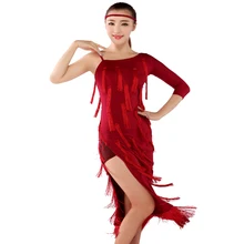 Леди Слинг рукав для кисточкой пункт латинский костюм с юбкой для танцев танцевальный костюм платье A-0473