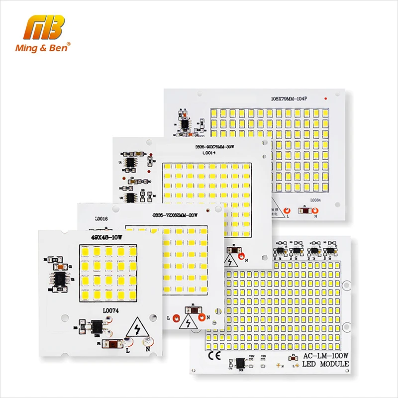 

[MingBen] 2pcs LED SMD2835 Chip Beads LED Lamp 10W 20W 30W 50W 100W Smart IC AC220V High Brightness DIY For Outdoor Floodlight
