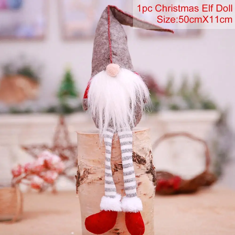 FengRise, кукла эльфа с длинными ногами, рождественские украшения для дома, рождественский подарок, рождественский год, домашний декор Noel Navidad - Цвет: Grey Doll 50x11cm
