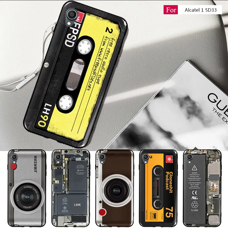 

For Alcatel 1 5033D Case Retro Camera Cassette Tapes Soft Silicone Back Cover For Alcatel 1 5033D 5033 Alcatel1 Phone Case