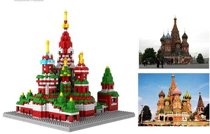 NEW mini diamond building block world Famous Places architecture 3D Russia Saint Basil's Cathedral model nanoblock for kid Gift hot toys nanoblock world famous architecture statue of liberty building blocks mini construction brick model iblock fun for kid