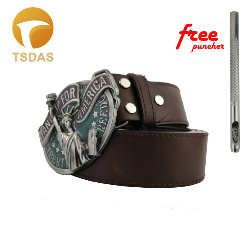 

Fashion Statue of Liberty USA Metal Belt Buckle Men and Women Jeans accessories Silver Belt Buckle Head Gift Fit 4cm Width Belt