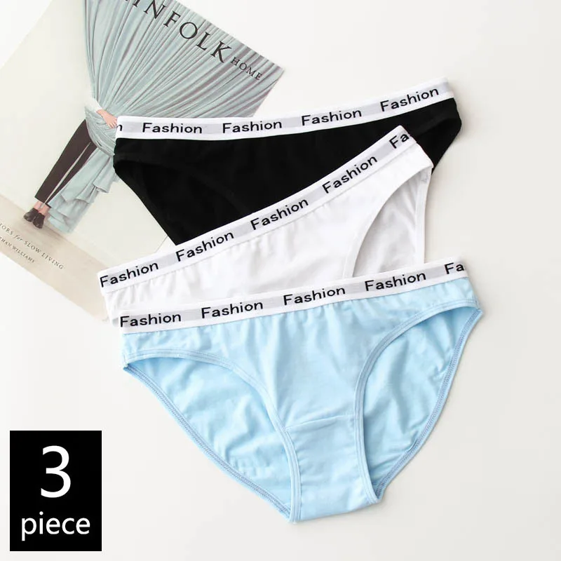 3 pcs/Pack! Low Waist Fashion Briefs for Girls High Quality Cotton Panties M to XXL Soft Pink Underwear