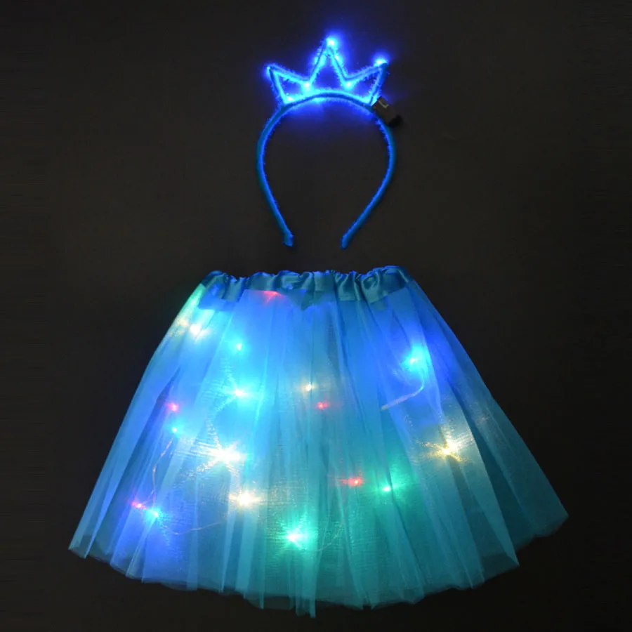 LED Glowing Light Kids Girls Tutu Dresses Children Clothing Wedding