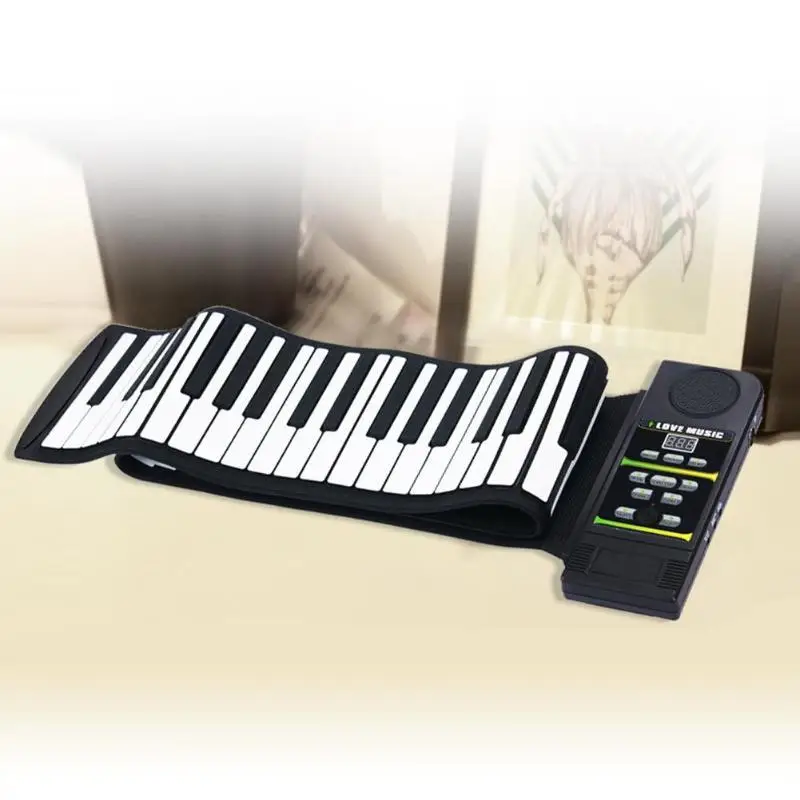 Портативный 88 ключи, электронное пианино Гибкая силиконовая рулонное пианино складной клавиатуры Музыкальные инструменты для детей Студент
