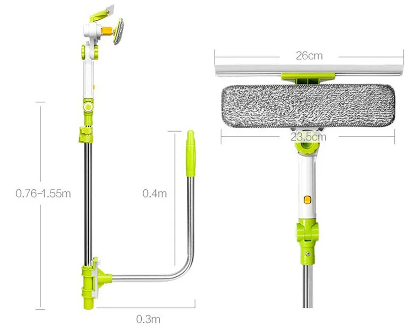 Телескопический инструмент для мытья окон U Grip Window Cleaner с салфеткой из микрофибры