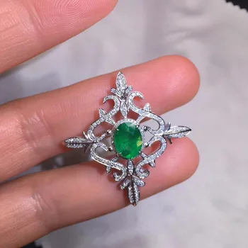 

AIGS Fine Jewelry Certificate Real 18K White Gold AU750 Natural Green Emerald 1.61ct Gemstones Pendants for Women Fine Necklace