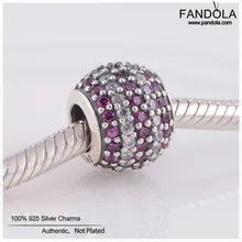 Стерлингового серебра 925 пробы красные уложенные волнами в полоску Подвески бусины для изготовления ювелирных изделий Подходит оригинальные браслеты змеи