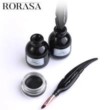 RORASA черная водостойкая гелевая подводка для век, кисть с перьями, бутылка с чернилами, подводка для глаз, крем, стойкая косметика для глаз, макияж, инструменты для красоты