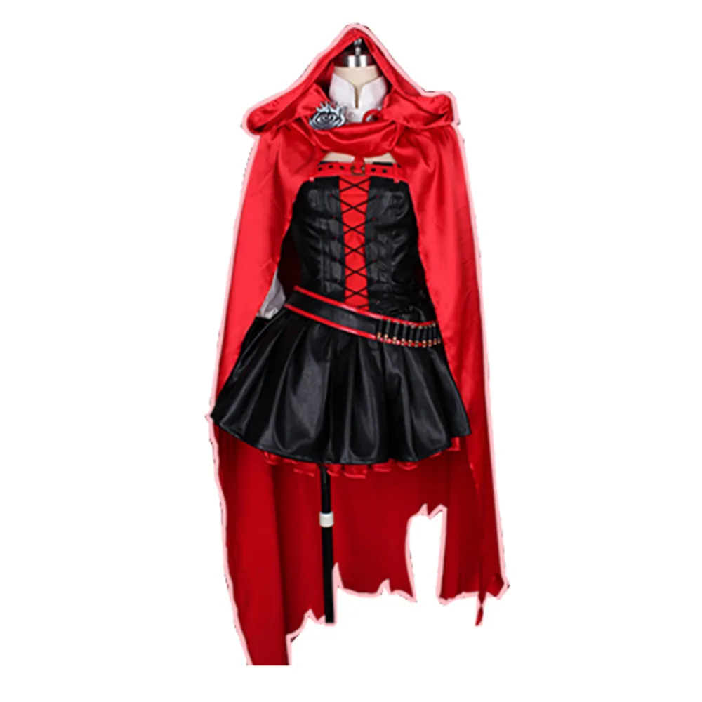 

2021 Anime Rose Cosplay Red Dress Cloak Battle Uniform Hollowen Karneval Party Supply Costume