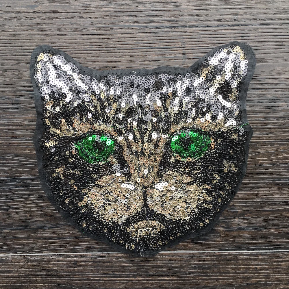 Buy 1Pcs Cool Fashion Sequins Cat Applique Patch