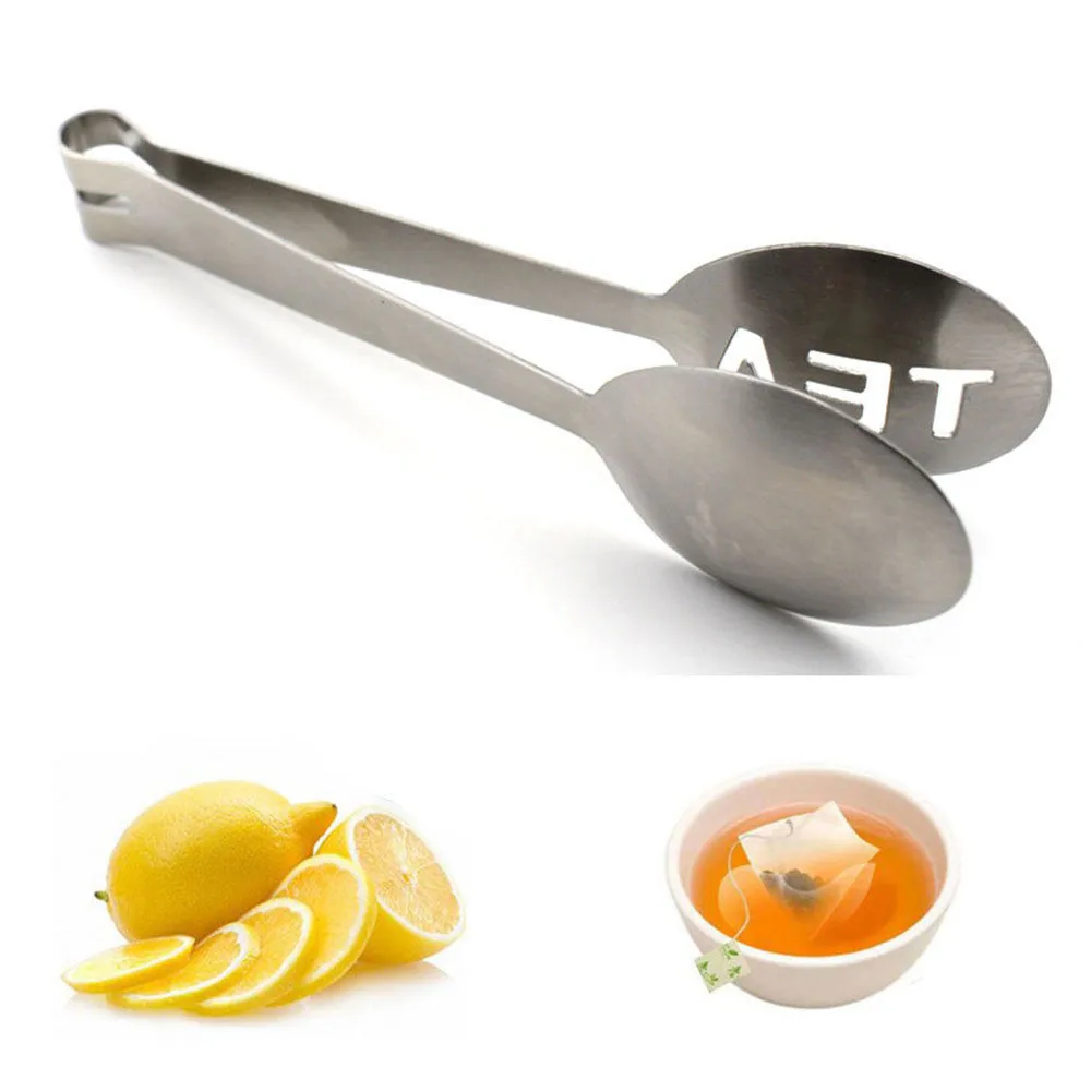 Unique New Stainless Steel Tea bag Tongs Spoons Fruit Squeezer Holder