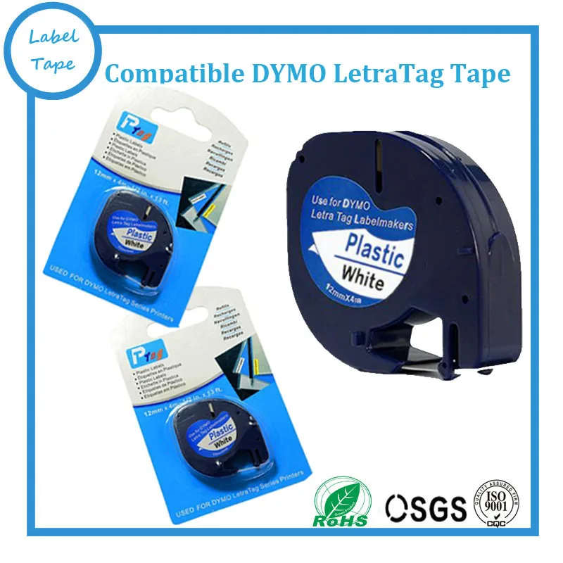 

Eco-friendly compatible DYMO LetraTAG 91201 white plastic LT label tape