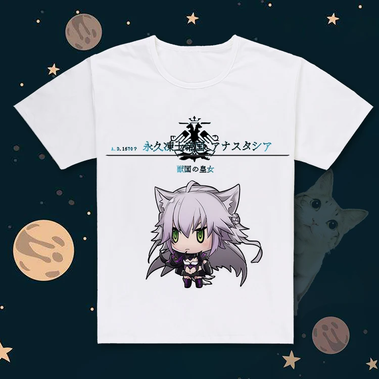 

Hot game Fate Grand Order Anastasia high Q skirt short sleeves T-shirt summer o-neck skirt casual tees tops