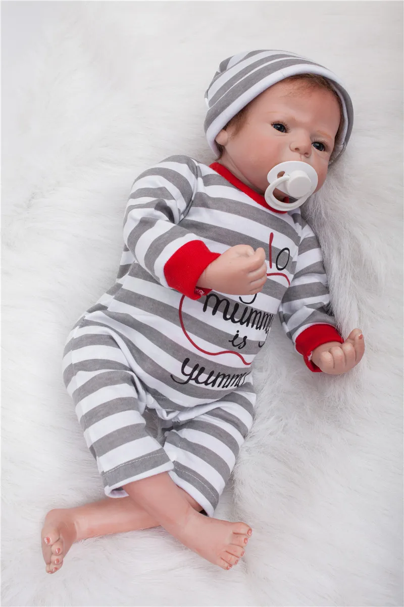 20 inches Doll Reborn Soft body Kawaii bebe real Babies For Girls boy gray Romper Newborn Dolls gift | Игрушки и хобби