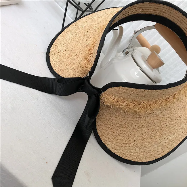  Sun hat summer hat for women beach hat ladies straw  raffia hat sun visor hat women sun visor straw raffia sun visor caps (1)