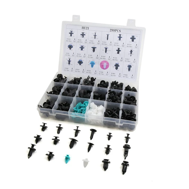 299 Pcs Plastic Push Rivets Clips Kit 18 Most Popular Sizes For BMW
