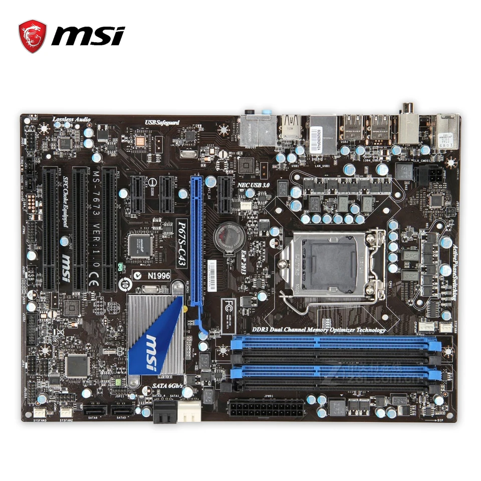 MSI P67S-C43 оригинальный использоваться для настольных ПК P67 разъем LGA 1155 i3 i5 i7 DDR3 32 г