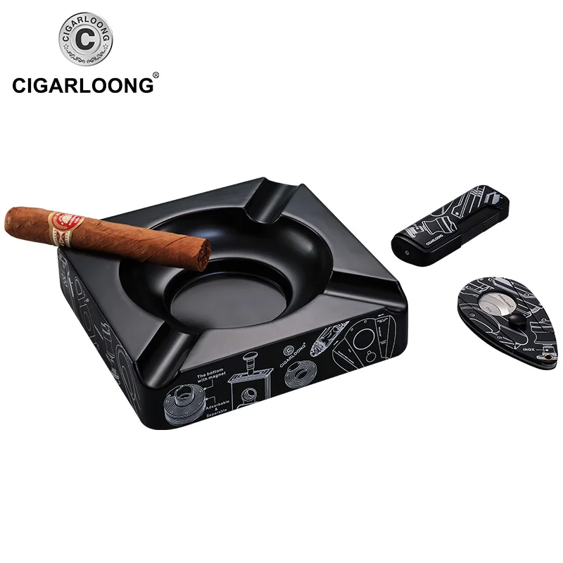 CIGARLOONG cigar ashtray set Cigar lighter + cigar knife + cigar