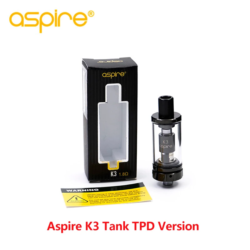 

Original Aspire K3 Tank TPD Version Clearomizer 1.8 ohm & 2ml available for Aspire Battery Vape/E Cigarette box mod