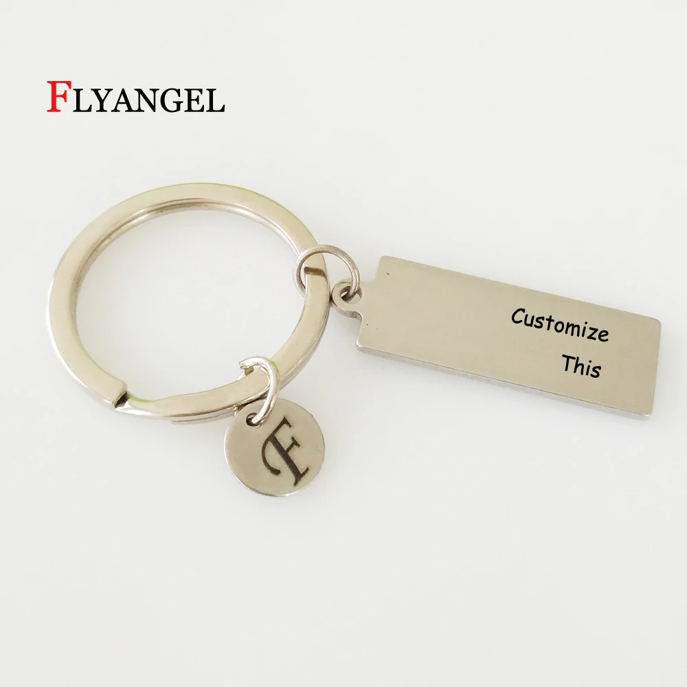 

Customized Initials Name Keychain Engraved Text Phrase Letter Women Men Key Chains Rings for Family Member Lover Gifts Keyring