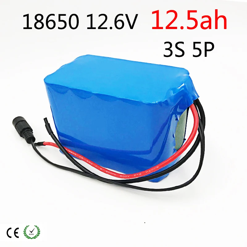 

Postage free 12V 16ah new high-capacity protection 3S5P 11.1v 12.6v 18650 lithium rechargeable battery 12V16Ah capacity