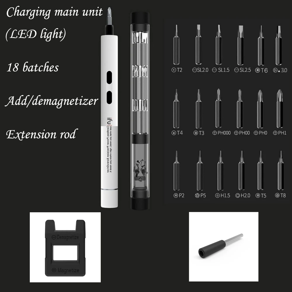 Набор электрических отверток с 18 шт. сверла Magnetizer беспроводной Hex Phillips комплект Точная отвертка литий-ионная батарея - Цвет: Set 1