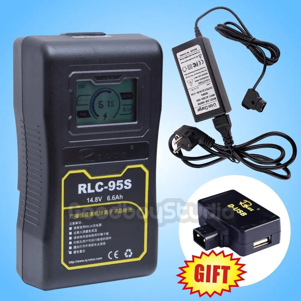 

Rolux RLC-95S 95WH S0ny V-mount LCD Display Li-ion Battery + RL-T1A Charger Kit