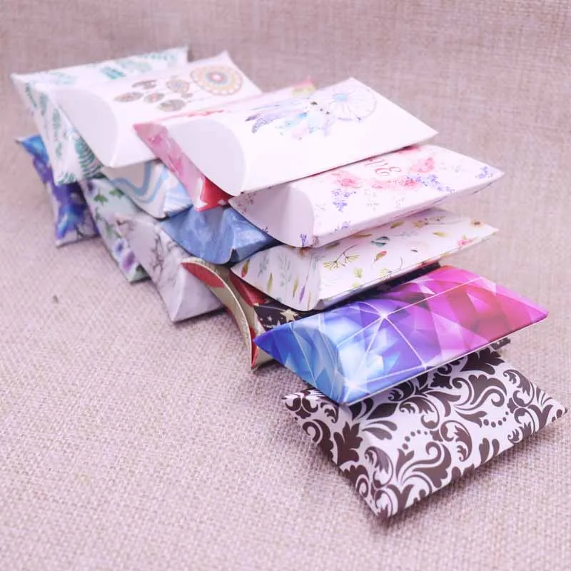 

20pcs Kraft Box Cardboard Pillow Mysterious Gradient Style Special Design Popular Sell Jewelry Display Card Box 80x55x20mm