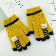 Толстые детские перчатки из искусственного кашемира; милые детские вязаные теплые перчатки с героями мультфильмов; Зимние перчатки для детей 5-12 лет