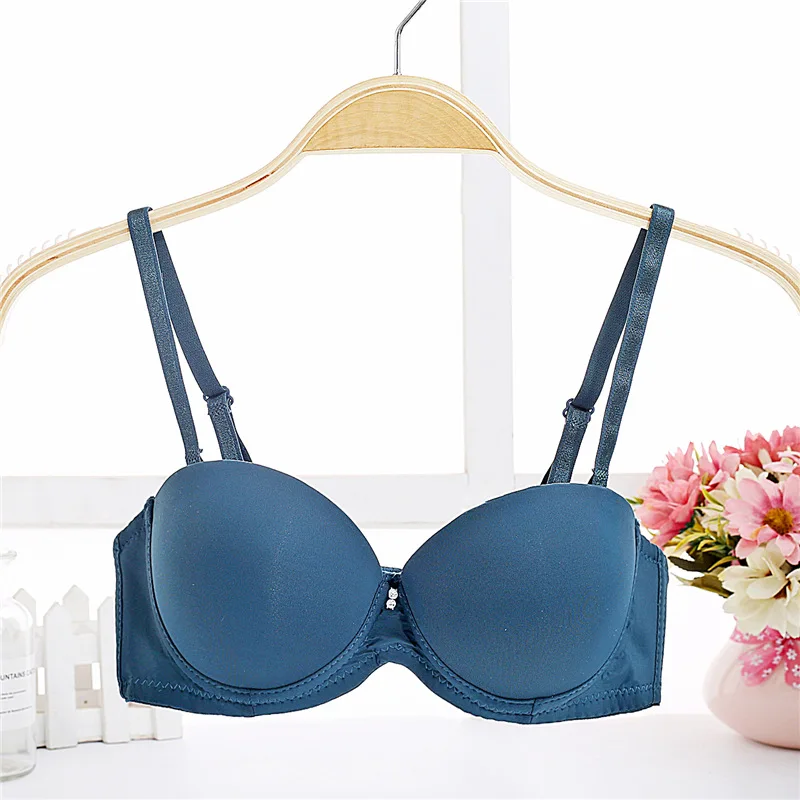 

Black white color double Super Push Up Bra gather breasted Brassiere small chest Seamless thicken padded cup Bra wedding party