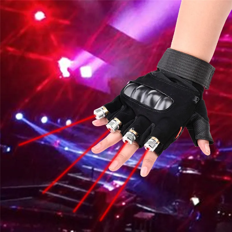 

HUAN JUN SHI New Red Green Laser Gloves Dancing Stage Show Light With 4 pcs Lasers and LED Palm Light for DJ Club/Party/Bars