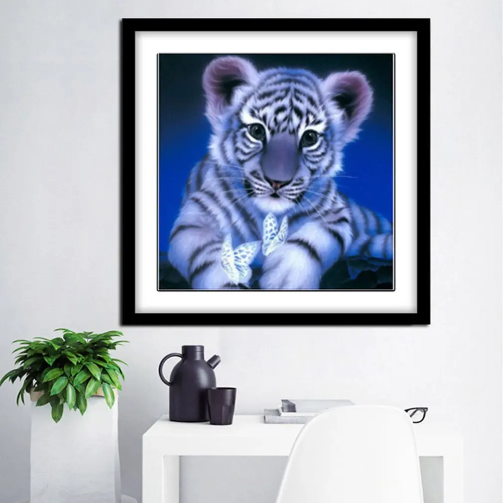 Вышивка стразами рисунков животных маленький тигр бабочка 5D алмазная картина Картина из страз бисером искусство дома Подарочное настенное украшение