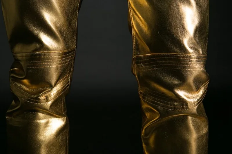 Новое поступление высокое качество серебро для мужчин поп певица Прохладный Мужской пикантные модные брюки для девочек ночной клуб