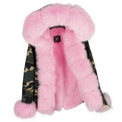 Бренд зимняя куртка женская верхняя одежда короткий настоящий пуховик с мехом лисы с толстым теплым натуральным лисьим меховым воротником пальто с капюшоном pelliccia - Цвет: 12
