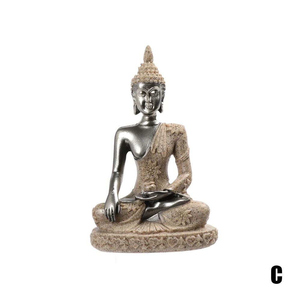 Статуя Будды в 4 стилях, природный песчаник таиландский Будда, статуэтка индийского фэншуй, миниатюрная Статуэтка для медитации, домашнее украшение - Цвет: C