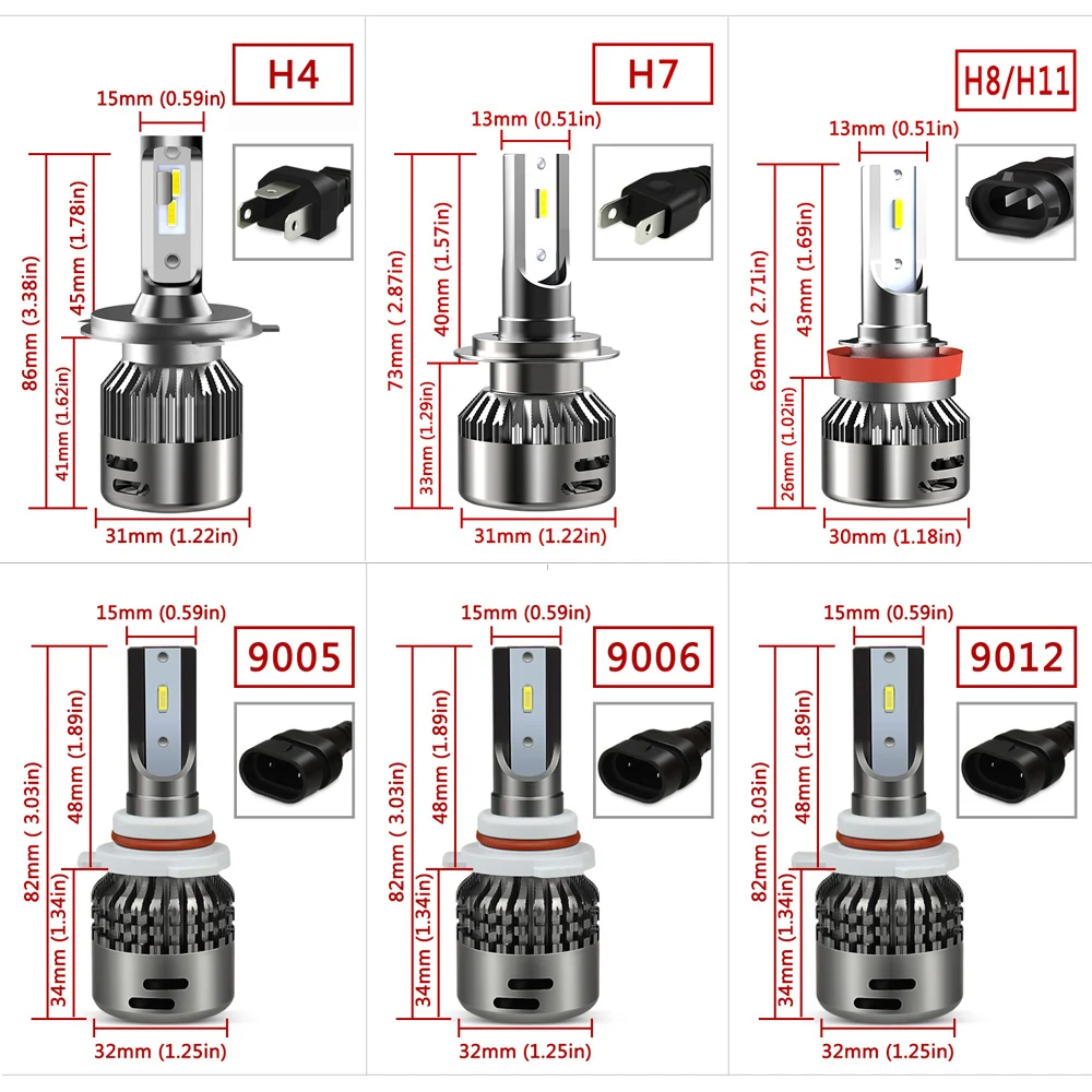 Светодиодный головной светильник для Honda Civic 16000LM H11 CRV Accord Jazz H4 H7 H8 9006 9005 HB3
