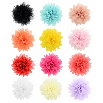 

UNTAMED 12pcs/lot Girls Hair Clips with Chiffon Flower Kids Hairpin Children Hairclips Hair Accessorises Headdress