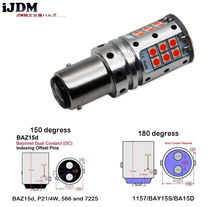 IJDM Автомобильные светодиодные стоп сигналы Canbus 1157 P21/5 Вт BAY15d BAZ15D 3030 32SMD