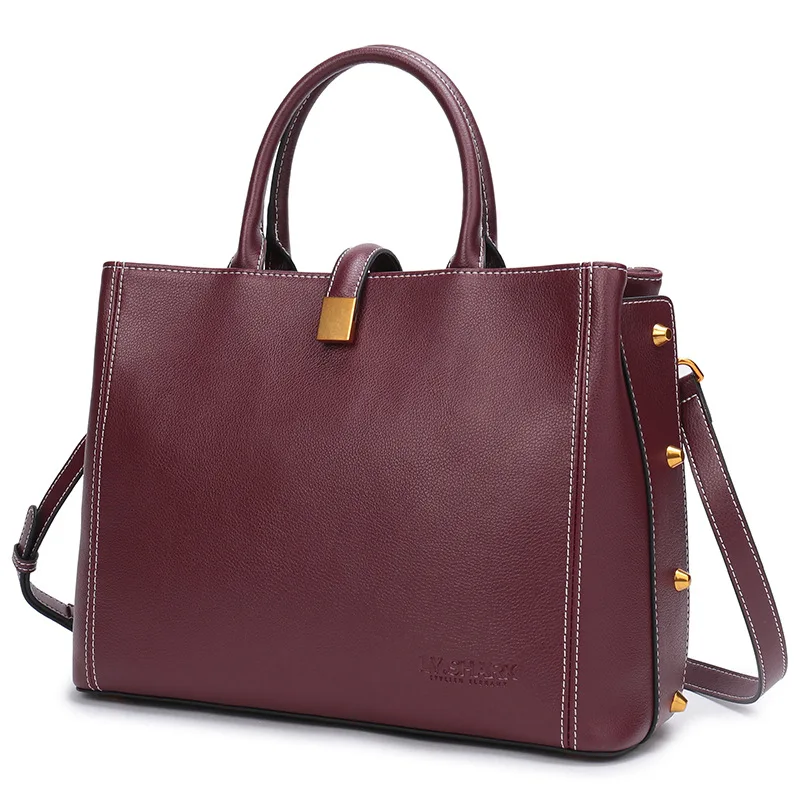 Модные кожаные сумочки первый слои кожаная сумка Женская Европа и США большой ёмкость - Цвет: as picture shows